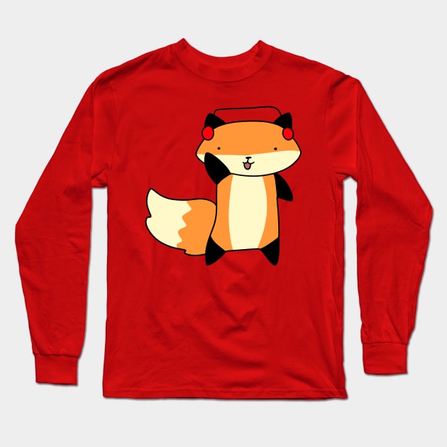 Headphones Fox Long Sleeve T-Shirt by saradaboru